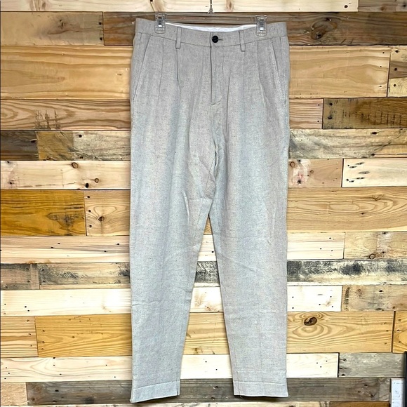 Banana Republic Relaxed Tapered Fit size 29 Regular Cream Chevron Dress Pants - Picture 1 of 13